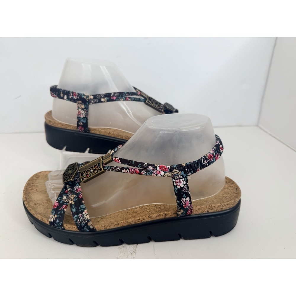 Alegria Floral Black Strappy Sandals